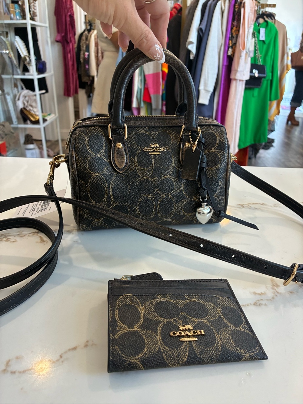 Coach mini Rowan Signature Mini Satchel with brown logo NWT